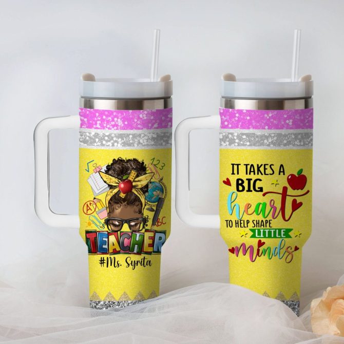 Black Teacher Custom Stanley Quencher 40Oz Stainless Steel Tumbler - Image 2