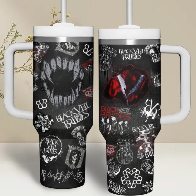 Black Veil Brides Music Custom Stanley Quencher 40Oz Stainless Steel Tumbler With Handle