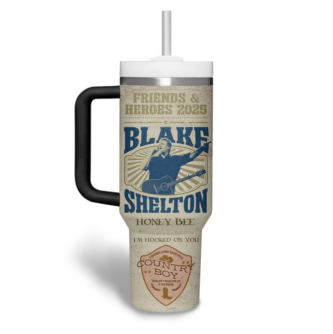 Blake Shelton Music Custom Stanley Quencher 40Oz Stainless Steel Tumbler With Handle - Image 3