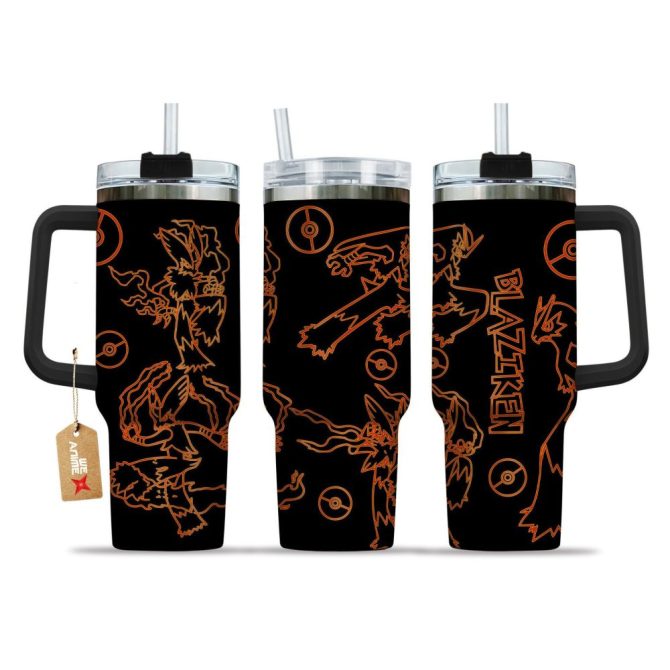 Blaziken Pokemon Anime Custom Stanley Quencher 40Oz Stainless Steel Tumbler