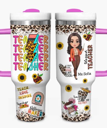 Blessed Teacher Custom Stanley Quencher 40Oz Stainless Steel Tumbler With Handle