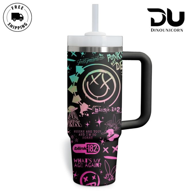 Blink-182 Music Custom Stanley Quencher 40Oz Stainless Steel Tumbler With Handle - Image 3