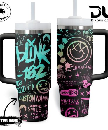 Blink-182 Music Custom Stanley Quencher 40Oz Stainless Steel Tumbler With Handle