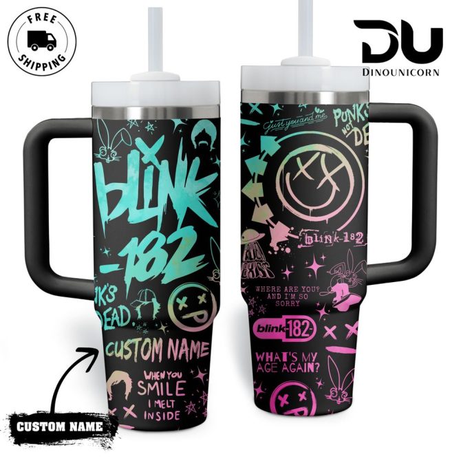 Blink-182 Music Custom Stanley Quencher 40Oz Stainless Steel Tumbler With Handle
