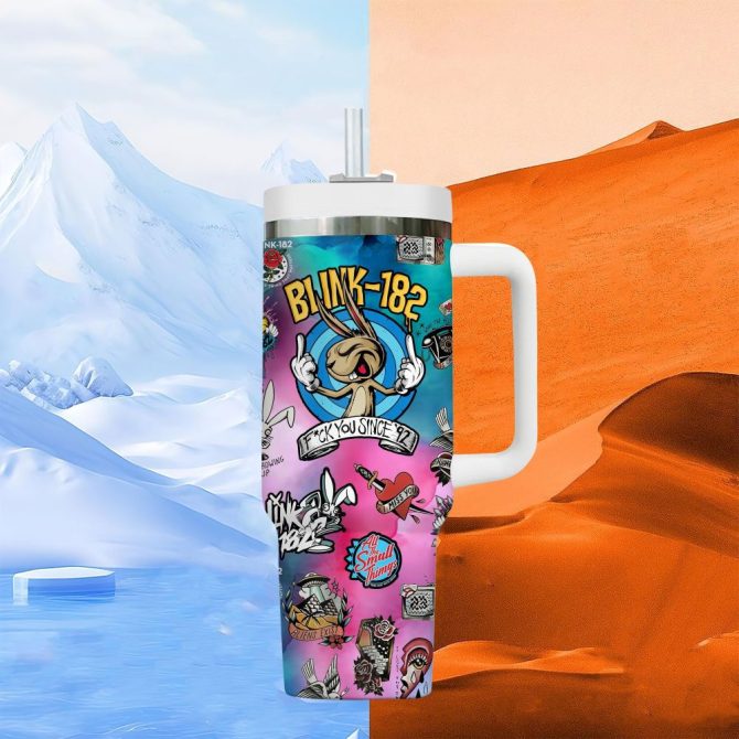 Blink-182 Music Custom Stanley Quencher 40Oz Stainless Steel Tumbler With Handle