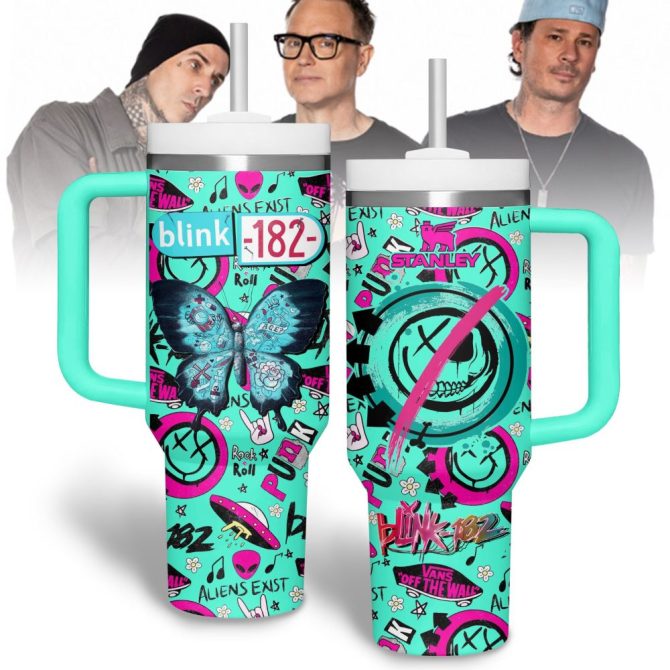 Blink-182 Music Custom Stanley Quencher 40Oz Stainless Steel Tumbler With Handle
