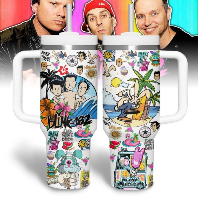 Blink-182 Music Custom Stanley Quencher 40Oz Stainless Steel Tumbler