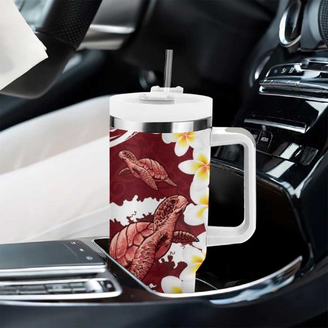 Blood Gold Polynesia Polynesian Frangipani With Sea Turtles Custom Stanley Quencher 40Oz Stainless Steel Tumbler With Handle - Image 8