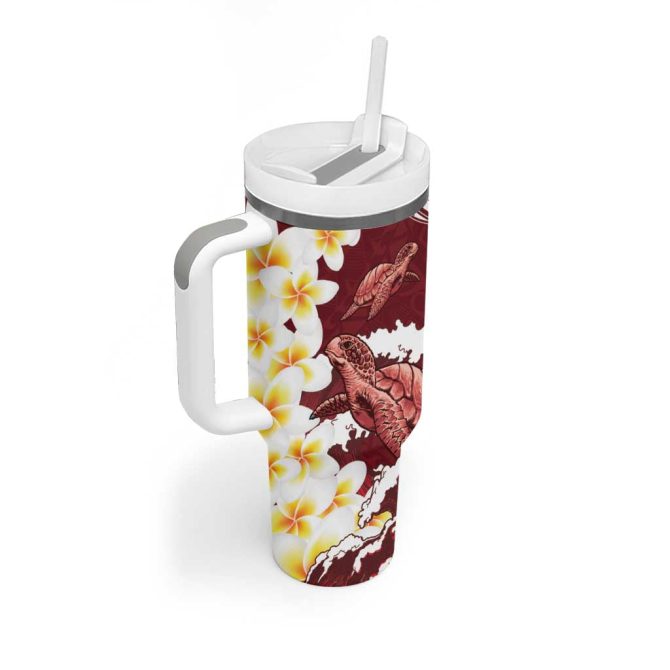 Blood Gold Polynesia Polynesian Frangipani With Sea Turtles Custom Stanley Quencher 40Oz Stainless Steel Tumbler With Handle - Image 2