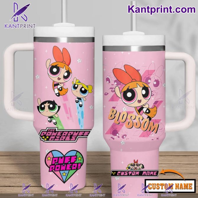 Blossom The Powerpuff Girls Cartoon Custom Stanley Quencher 40Oz Stainless Steel