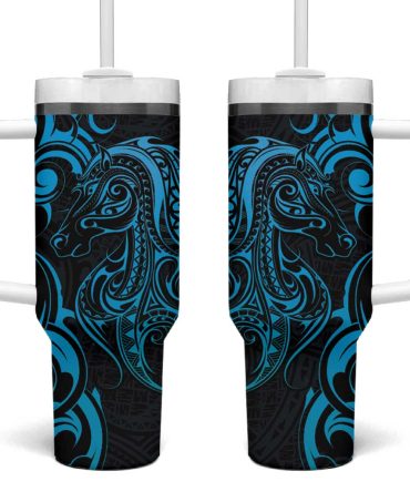 Blue Aoteara Horse Racing Nz Maori Custom Stanley Quencher 40Oz Stainless Steel Tumbler With Handle