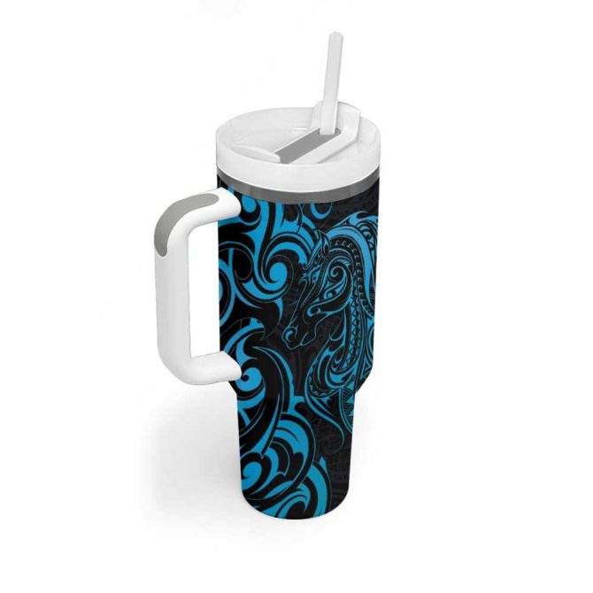Blue Aoteara Horse Racing Nz Maori Custom Stanley Quencher 40Oz Stainless Steel Tumbler With Handle - Image 2