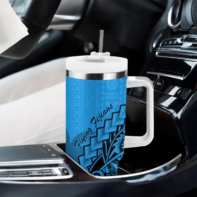 Blue Fiji Rugby Kaiviti Fijian Tribal World Cup Custom Stanley Quencher 40Oz Stainless Steel Tumbler With Handle - Image 8