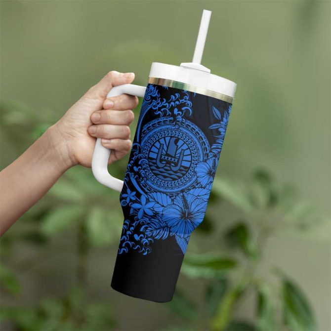 Blue Polynesian Tahiti Island The Wave Of Water Custom Stanley Quencher 40Oz Stainless Steel Tumbler With Handle - Image 3