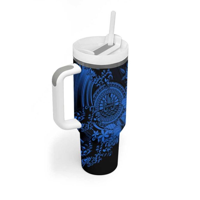Blue Polynesian Tahiti Island The Wave Of Water Custom Stanley Quencher 40Oz Stainless Steel Tumbler With Handle - Image 2