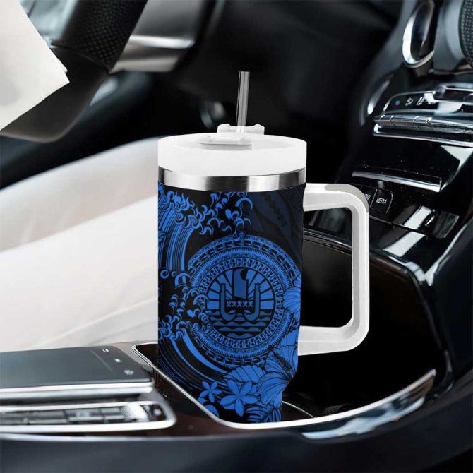 Blue Polynesian Tahiti Island The Wave Of Water Custom Stanley Quencher 40Oz Stainless Steel Tumbler With Handle - Image 8