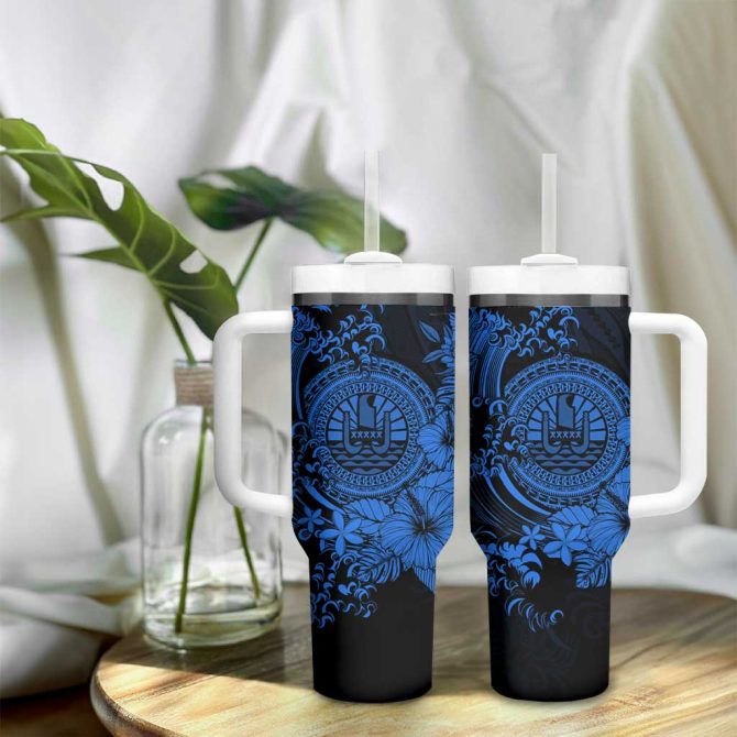 Blue Polynesian Tahiti Island The Wave Of Water Custom Stanley Quencher 40Oz Stainless Steel Tumbler With Handle - Image 9