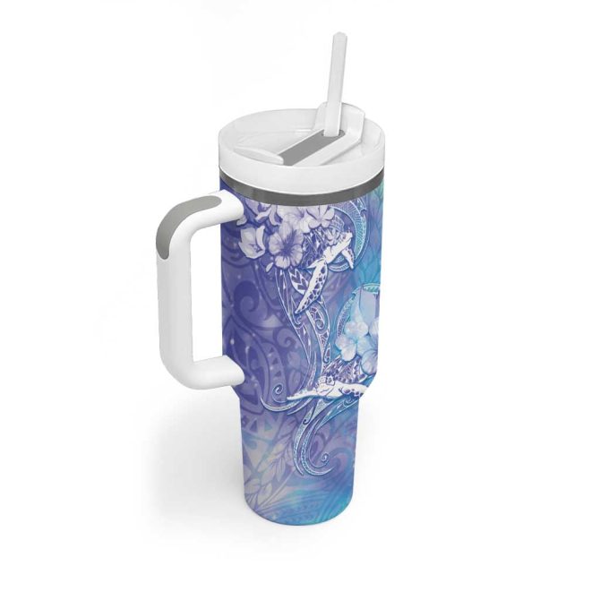 Blue Sea Turtle Heart Love Custom Stanley Quencher 40Oz Stainless Steel Tumbler With Handle - Image 2