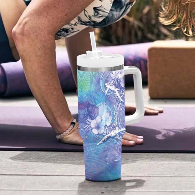 Blue Sea Turtle Heart Love Custom Stanley Quencher 40Oz Stainless Steel Tumbler With Handle - Image 6