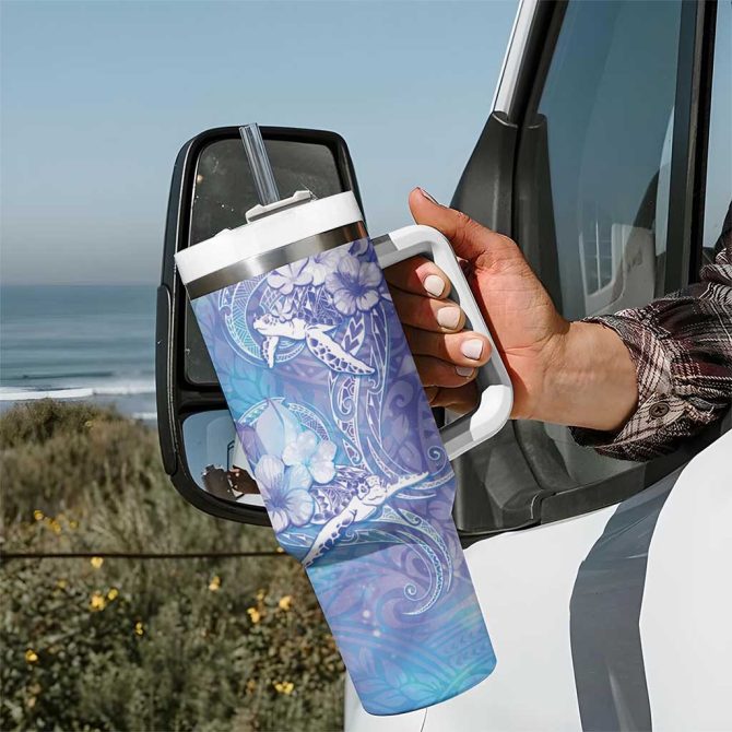 Blue Sea Turtle Heart Love Custom Stanley Quencher 40Oz Stainless Steel Tumbler With Handle - Image 7