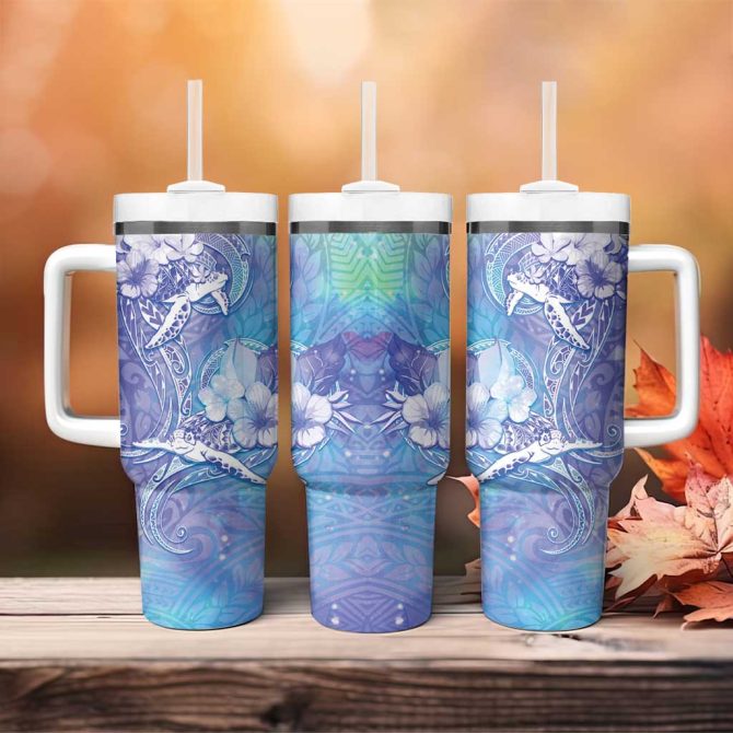Blue Sea Turtle Heart Love Custom Stanley Quencher 40Oz Stainless Steel Tumbler With Handle - Image 4