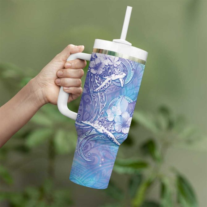 Blue Sea Turtle Heart Love Custom Stanley Quencher 40Oz Stainless Steel Tumbler With Handle - Image 3