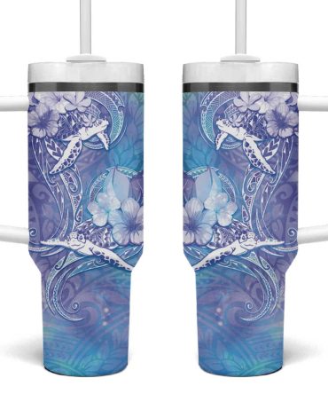 Blue Sea Turtle Heart Love Custom Stanley Quencher 40Oz Stainless Steel Tumbler With Handle