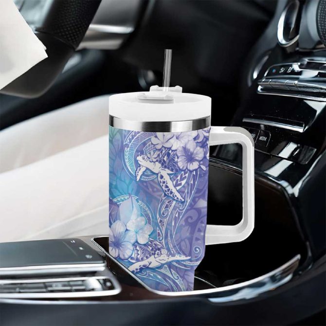 Blue Sea Turtle Heart Love Custom Stanley Quencher 40Oz Stainless Steel Tumbler With Handle - Image 8