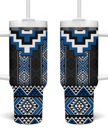 Blue Taniko Aotearoa Niho Taniwha Mix Poutama Custom Stanley Quencher 40Oz Stainless Steel Tumbler With Handle