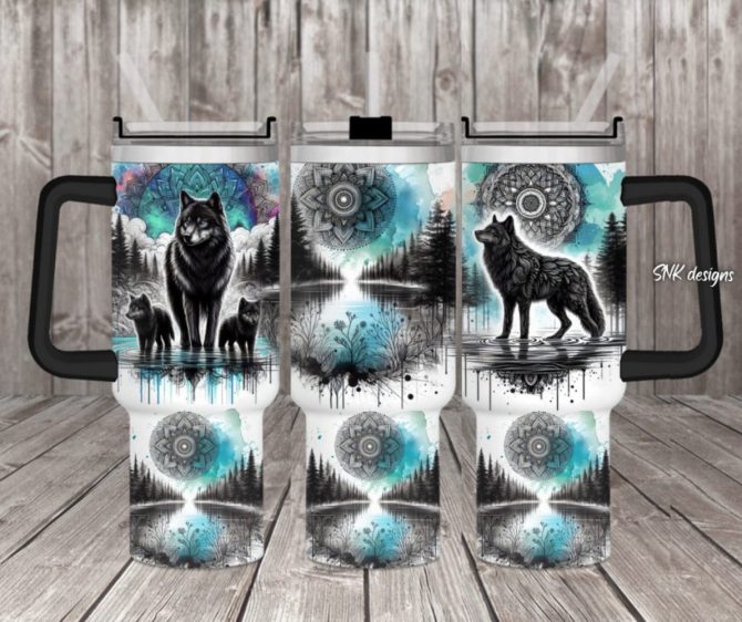 Blue Wolf Custom Stanley Quencher 40Oz Stainless Steel Tumbler With Handle
