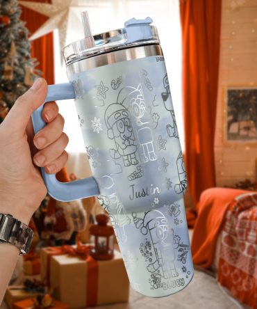Bluey And Bingo Cartoon Custom Stanley Quencher 40Oz Stainless Steel Tumbler With Handle