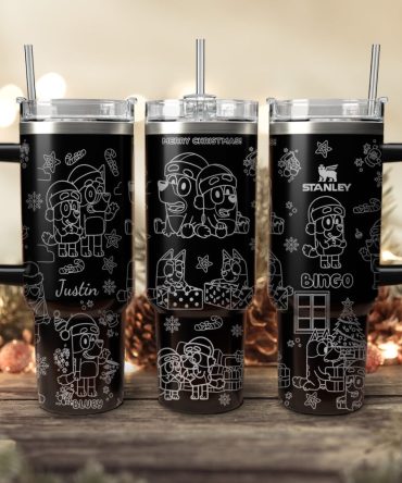 Bluey And Bingo Cartoon Custom Stanley Quencher 40Oz Stainless Steel Tumbler With Handle