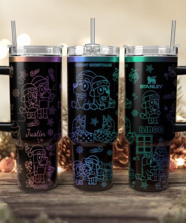 Bluey And Bingo Cartoon Custom Stanley Quencher 40Oz Stainless Steel Tumbler With Handle
