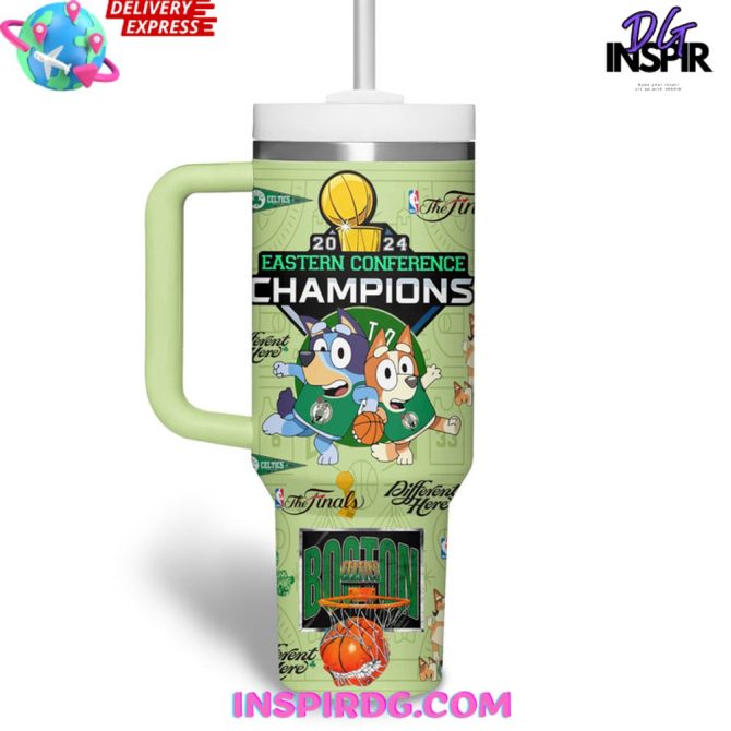 Bluey And Boston Celtics Nba Custom Stanley Quencher 40Oz Stainless Steel Tumbler - Image 4
