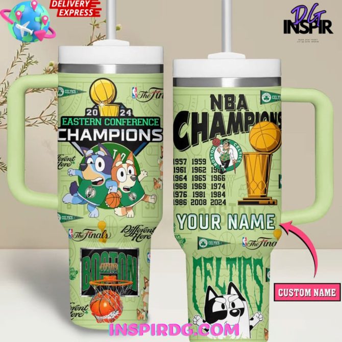 Bluey And Boston Celtics Nba Custom Stanley Quencher 40Oz Stainless Steel Tumbler - Image 2