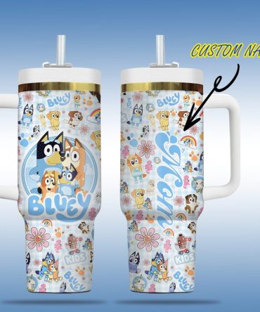 Bluey Cartoon Custom Stanley Quencher 40Oz Stainless Steel Tumbler