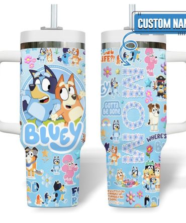 Bluey Cartoon Custom Stanley Quencher 40Oz Stainless Steel Tumbler