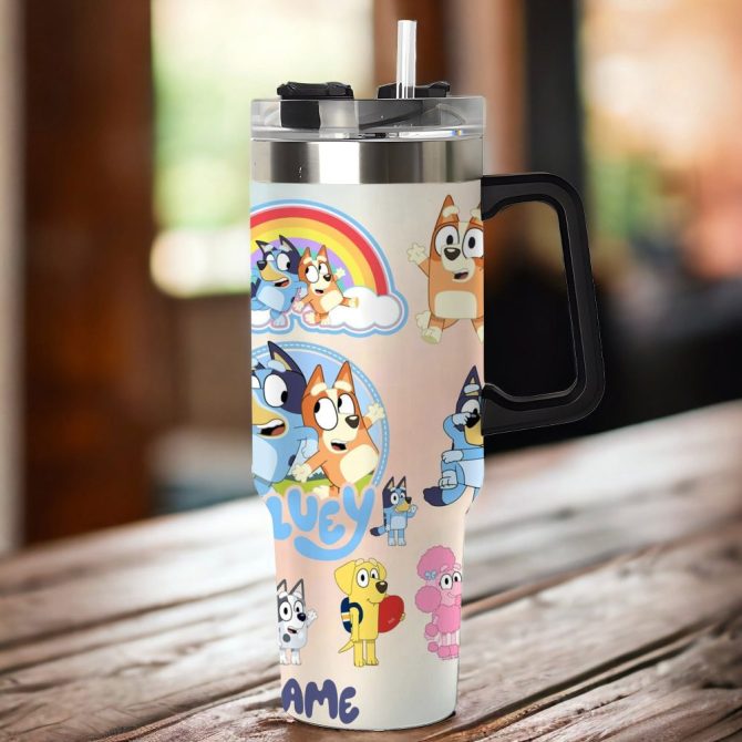 Bluey Cartoon Custom Stanley Quencher 40Oz Stainless Steel Tumbler - Image 4