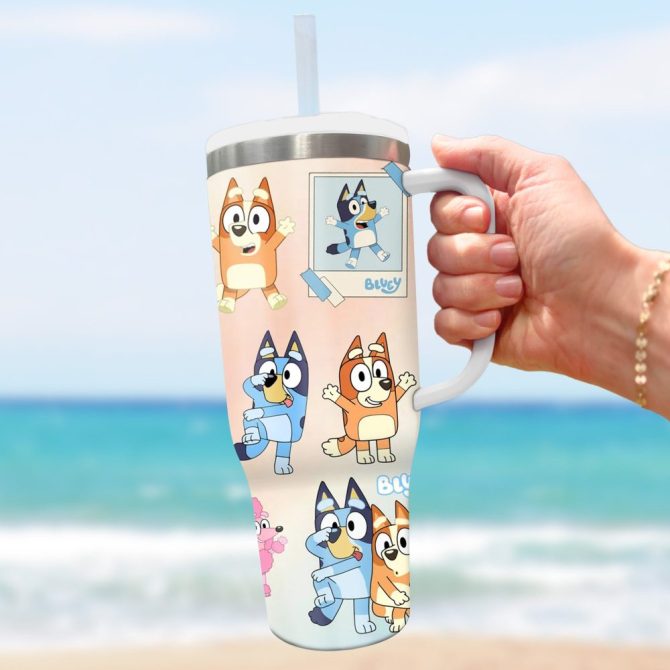 Bluey Cartoon Custom Stanley Quencher 40Oz Stainless Steel Tumbler - Image 3