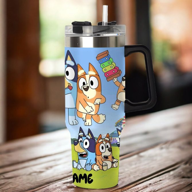 Bluey Cartoon Custom Stanley Quencher 40Oz Stainless Steel Tumbler - Image 3