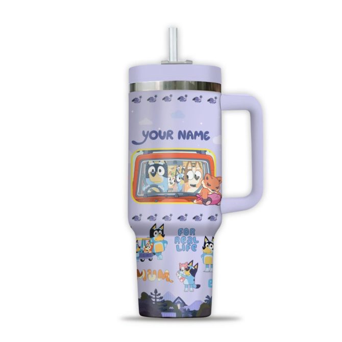 Bluey Cartoon Custom Stanley Quencher 40Oz Stainless Steel Tumbler - Image 3