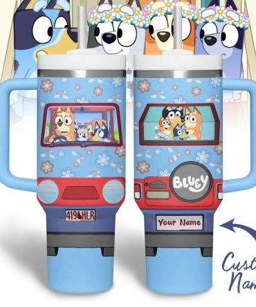 Bluey Cartoon Custom Stanley Quencher 40Oz Stainless Steel Tumbler