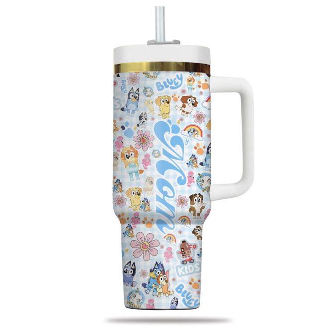 Bluey Cartoon Custom Stanley Quencher 40Oz Stainless Steel Tumbler - Image 3