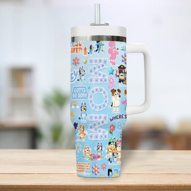 Bluey Cartoon Custom Stanley Quencher 40Oz Stainless Steel Tumbler - Image 2