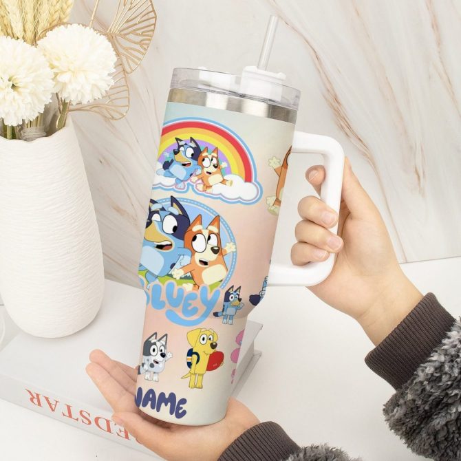 Bluey Cartoon Custom Stanley Quencher 40Oz Stainless Steel Tumbler - Image 5