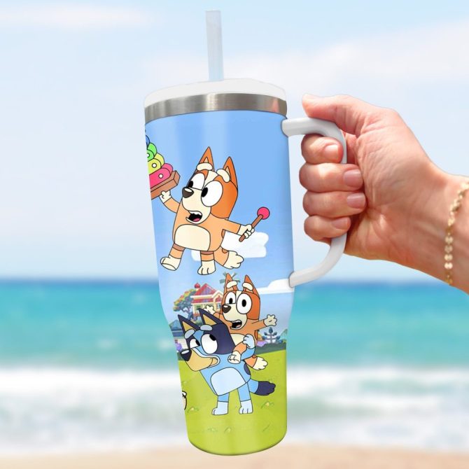 Bluey Cartoon Custom Stanley Quencher 40Oz Stainless Steel Tumbler - Image 5