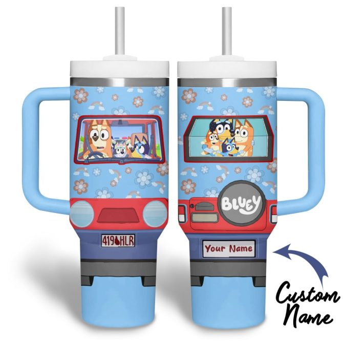 Bluey Cartoon Custom Stanley Quencher 40Oz Stainless Steel Tumbler - Image 2