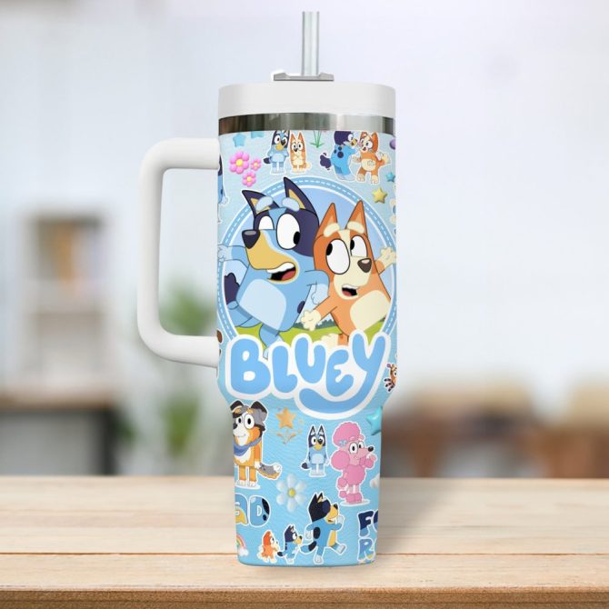 Bluey Cartoon Custom Stanley Quencher 40Oz Stainless Steel Tumbler - Image 3