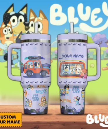 Bluey Cartoon Custom Stanley Quencher 40Oz Stainless Steel Tumbler