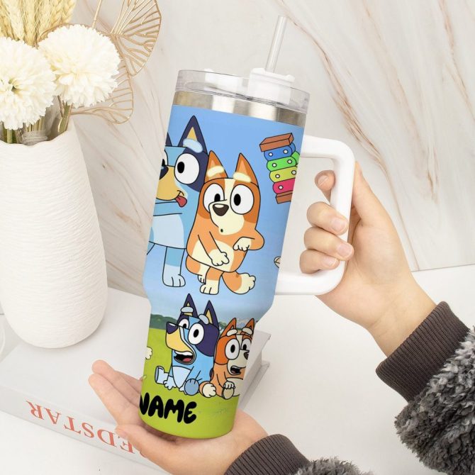 Bluey Cartoon Custom Stanley Quencher 40Oz Stainless Steel Tumbler - Image 4